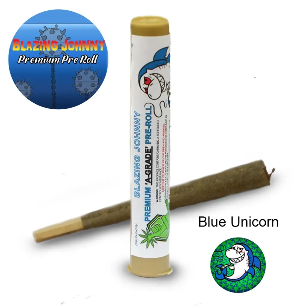 Blazing Johnny Premium Pre-Rolls - Kingsize - Greenhouse - Blue Unicorn (Indica)